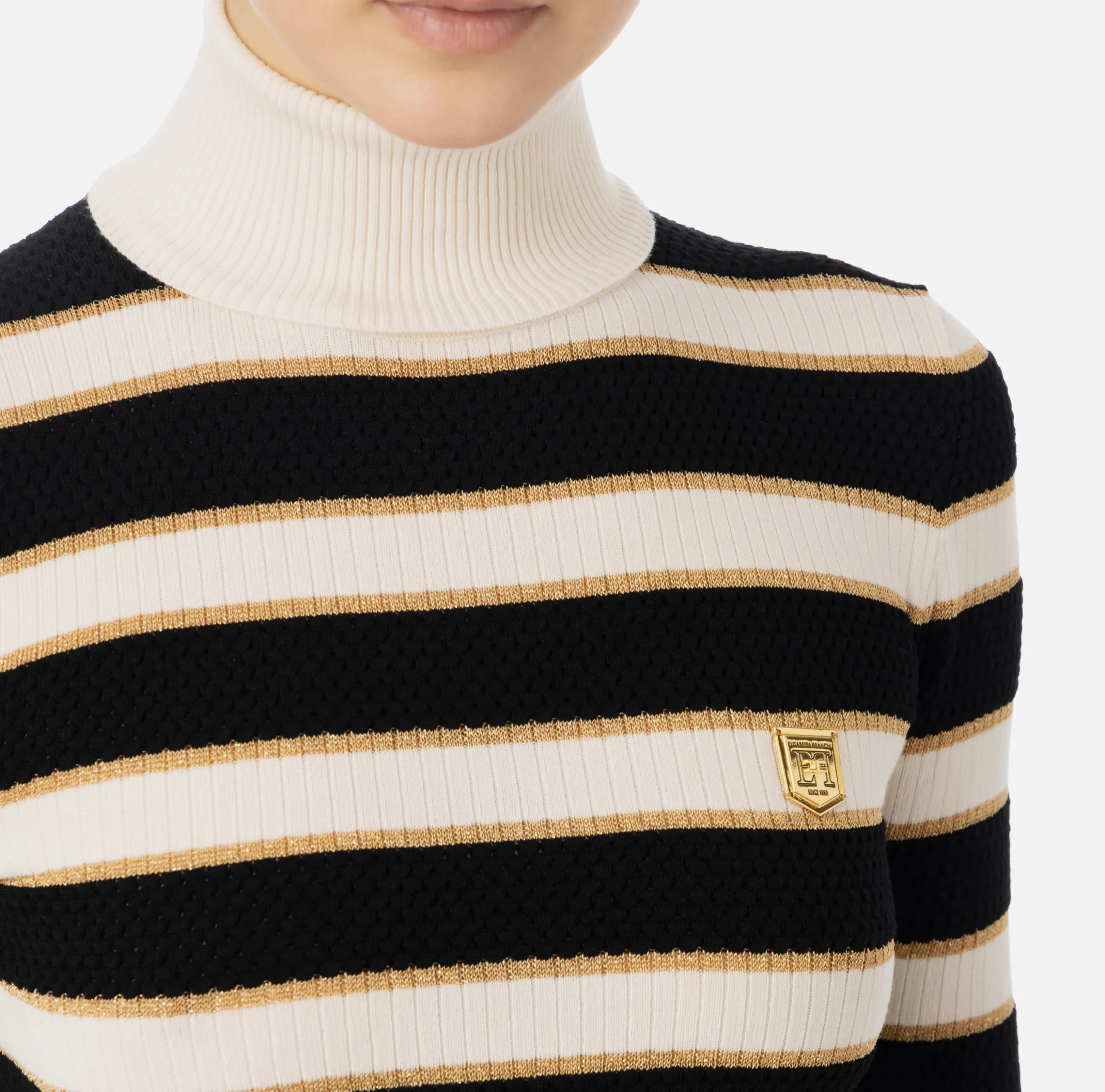 Maglia cropped in viscosa lurex a righe