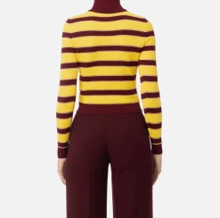 Maglia cropped in viscosa lurex a righe