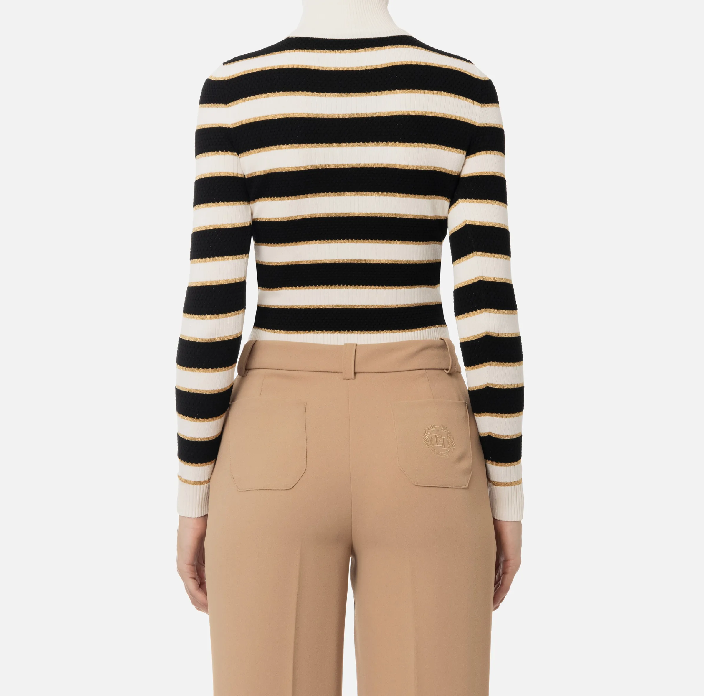 Maglia cropped in viscosa lurex a righe