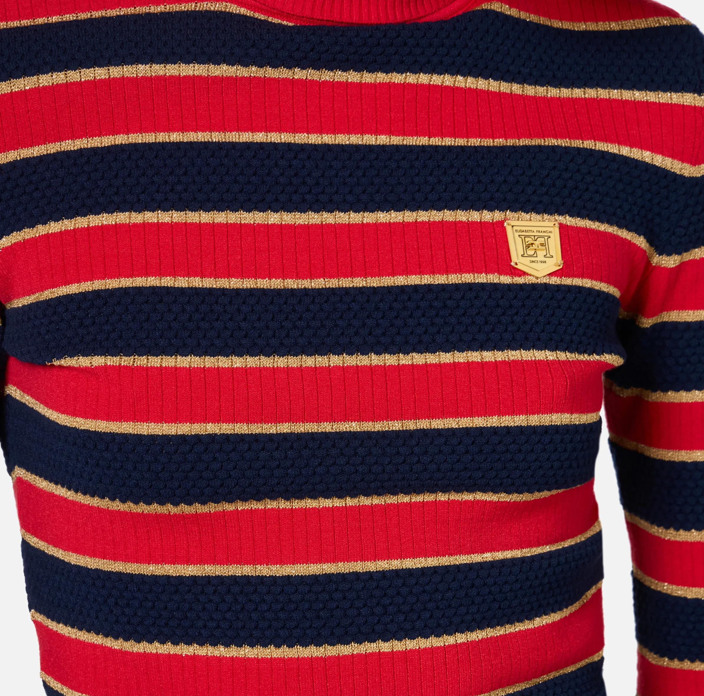 Maglia cropped in viscosa lurex a righe