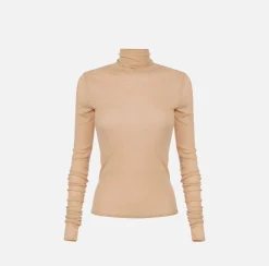 Maglia dolcevita in jersey e lana con logo