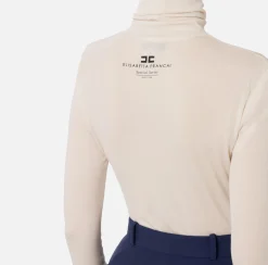 Maglia dolcevita in jersey e lana con logo