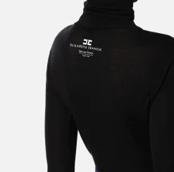 Maglia dolcevita in jersey e lana con logo