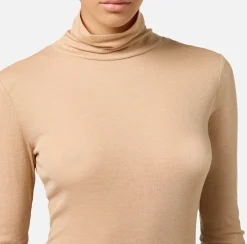 Maglia dolcevita in jersey e lana con logo