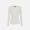 Maglia girocollo in viscosa e lurex a costine