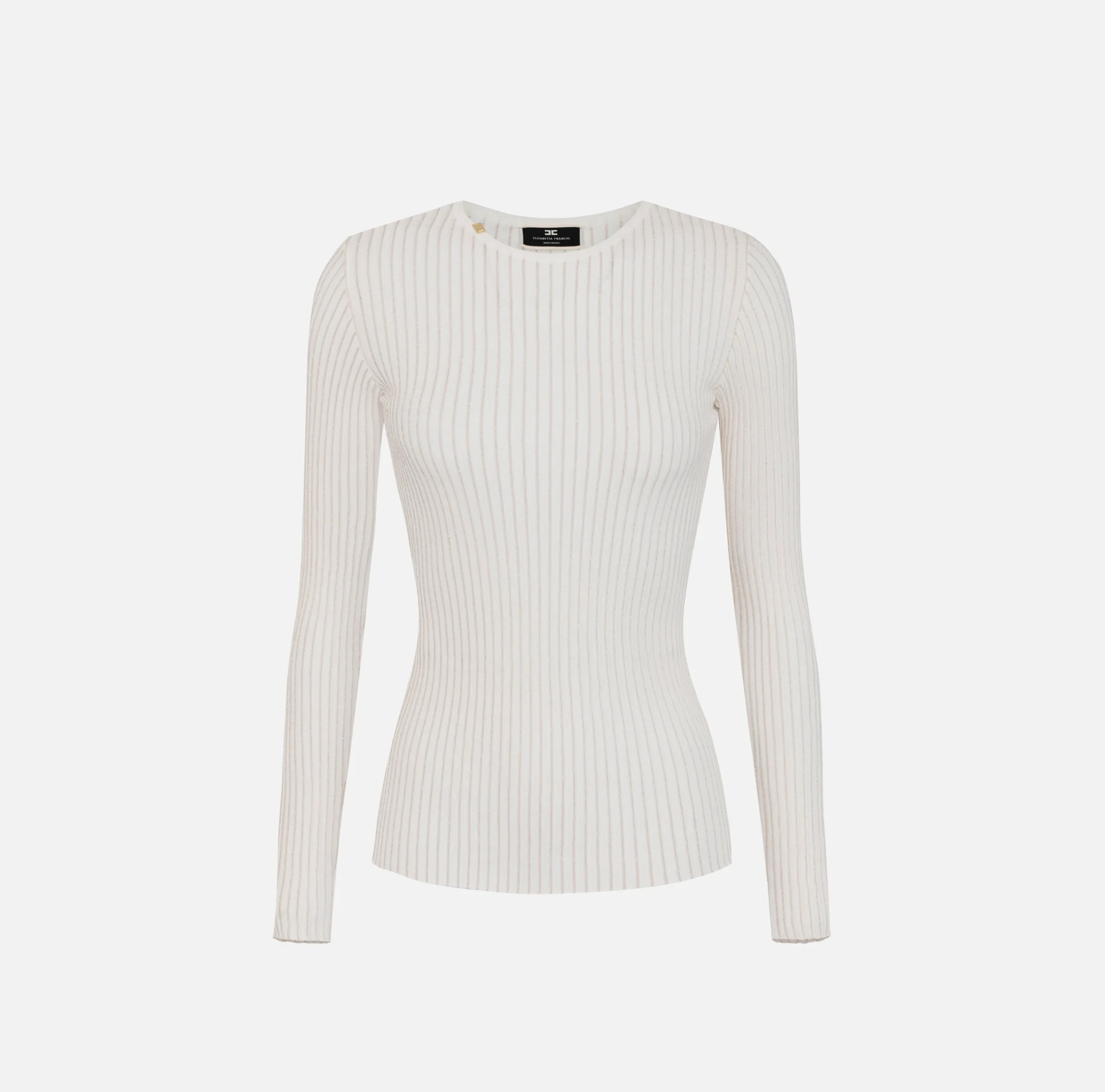 Maglia girocollo in viscosa e lurex a costine