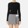 Maglia girocollo in viscosa e lurex a costine