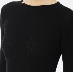 Maglia girocollo in viscosa e lurex a costine