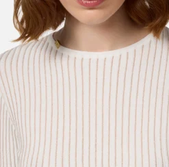 Maglia girocollo in viscosa e lurex a costine