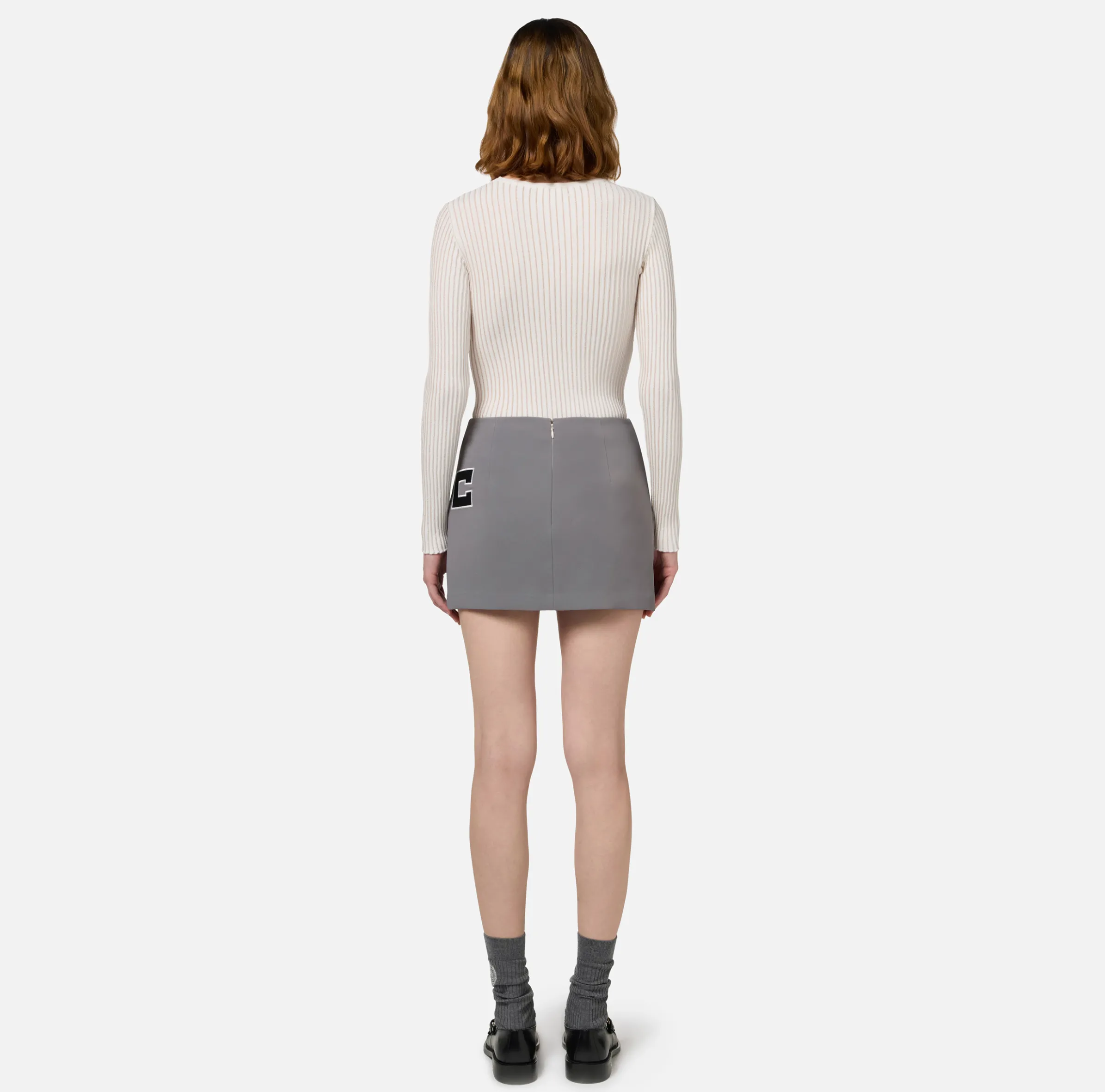 Maglia girocollo in viscosa e lurex a costine