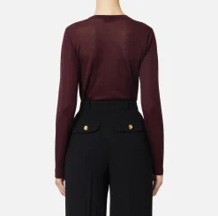 Maglia in lana merino con logo jacquard in contrasto