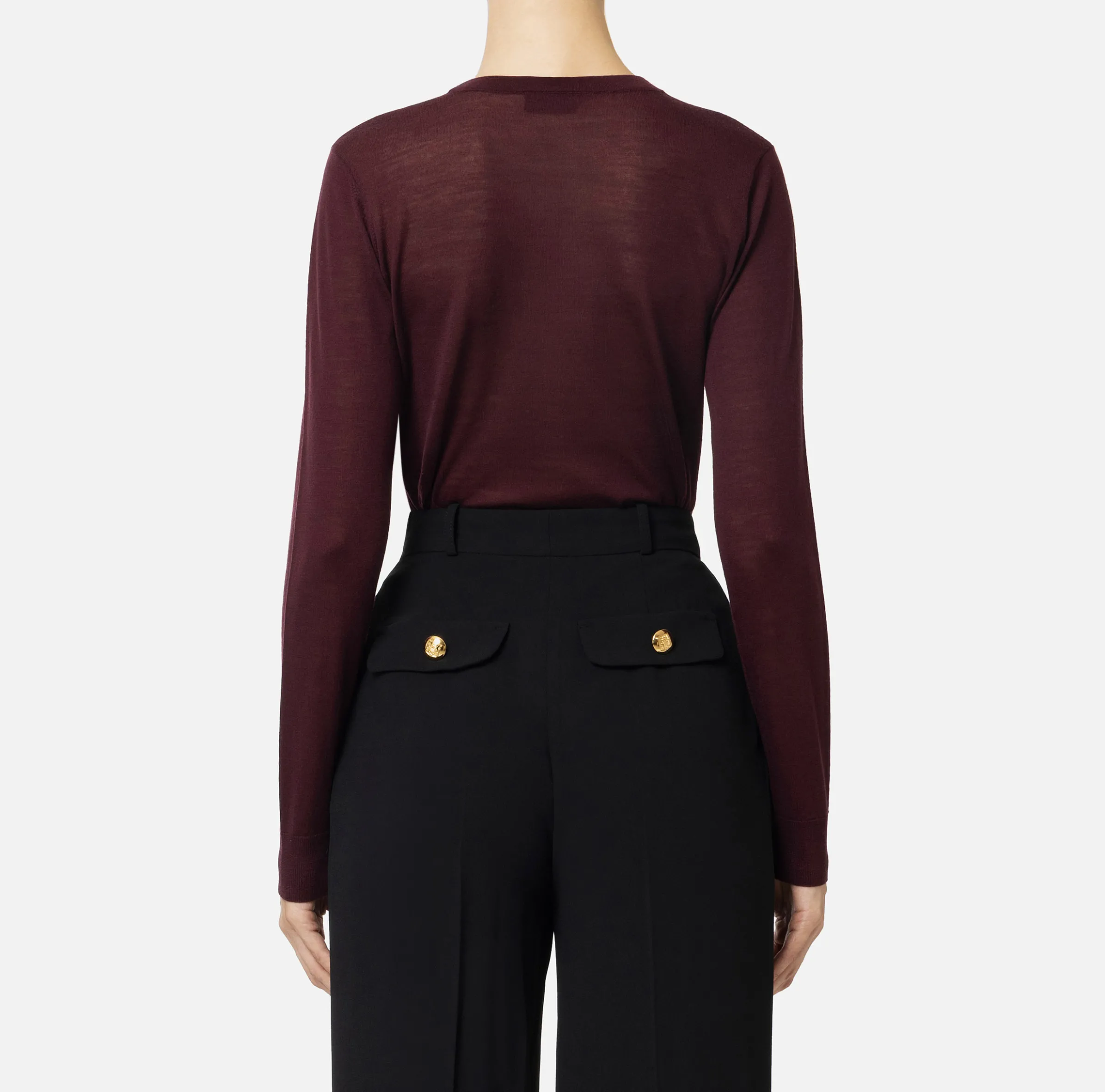 Maglia in lana merino con logo jacquard in contrasto