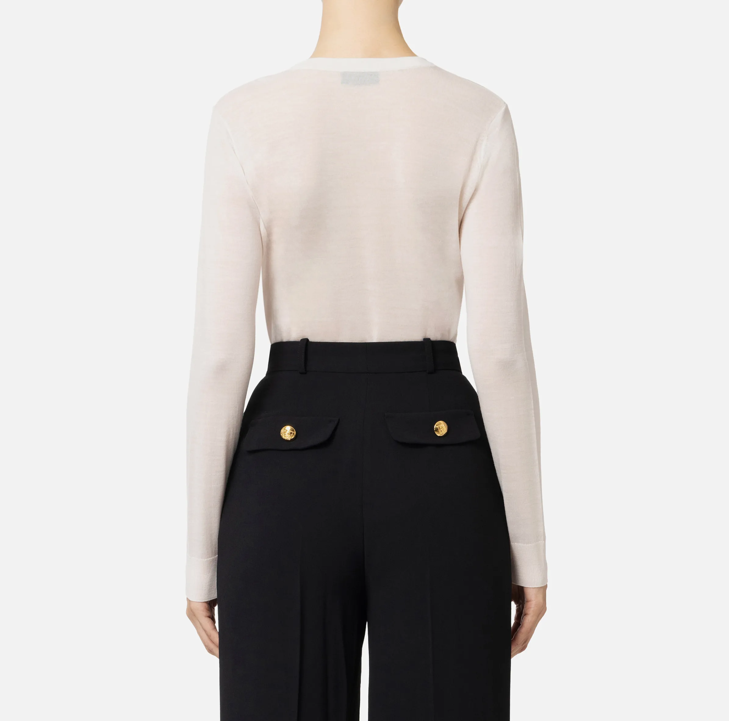 Maglia in lana merino con logo jacquard in contrasto