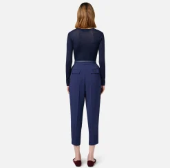 Maglia in lana merino con logo jacquard in contrasto
