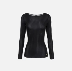 Maglia in viscosa a costina plissé