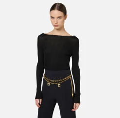 Maglia in viscosa a costina plissé
