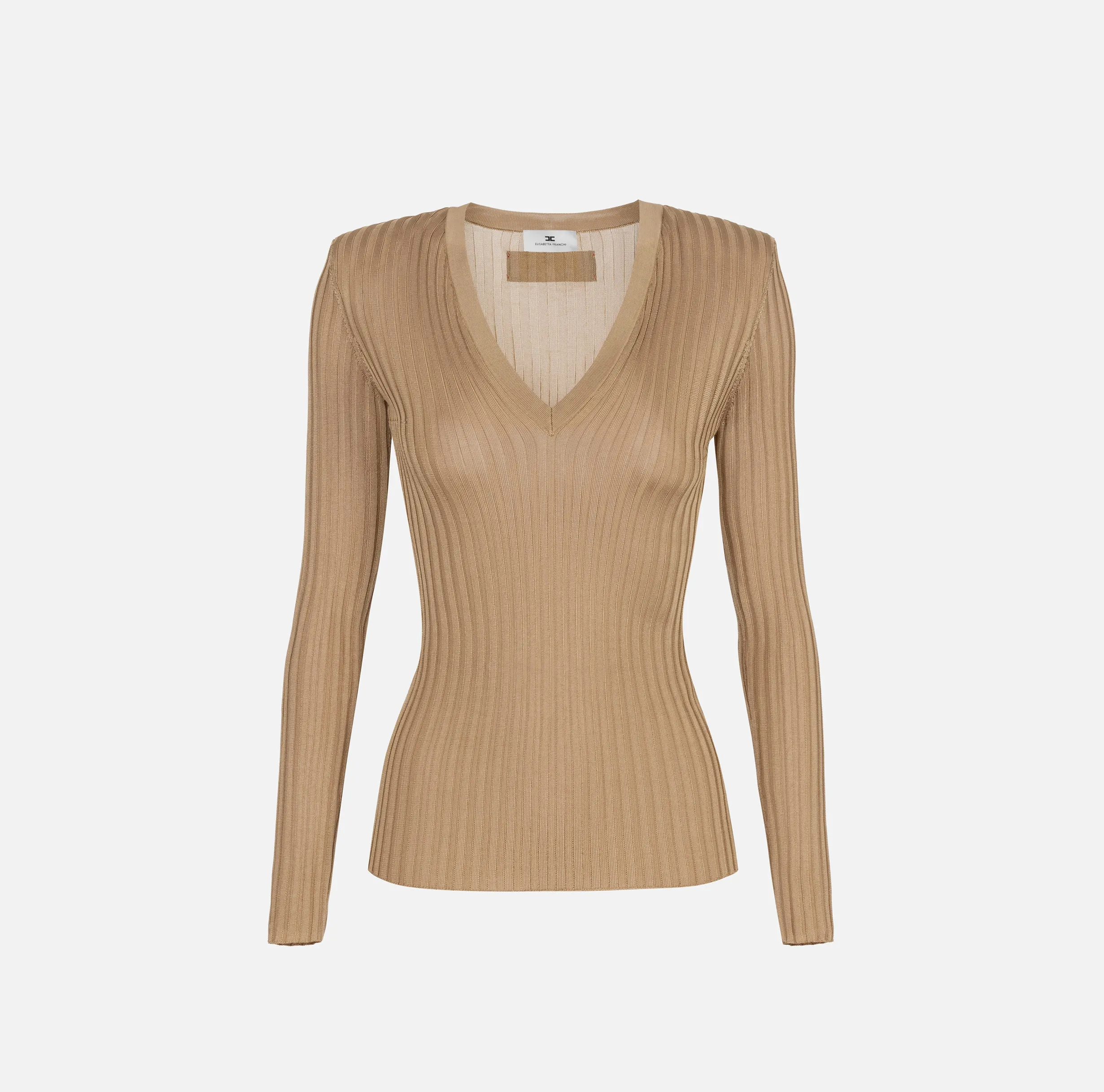 Maglia in viscosa lucida a costine