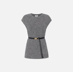 Maglia in viscosa mélange con cintura