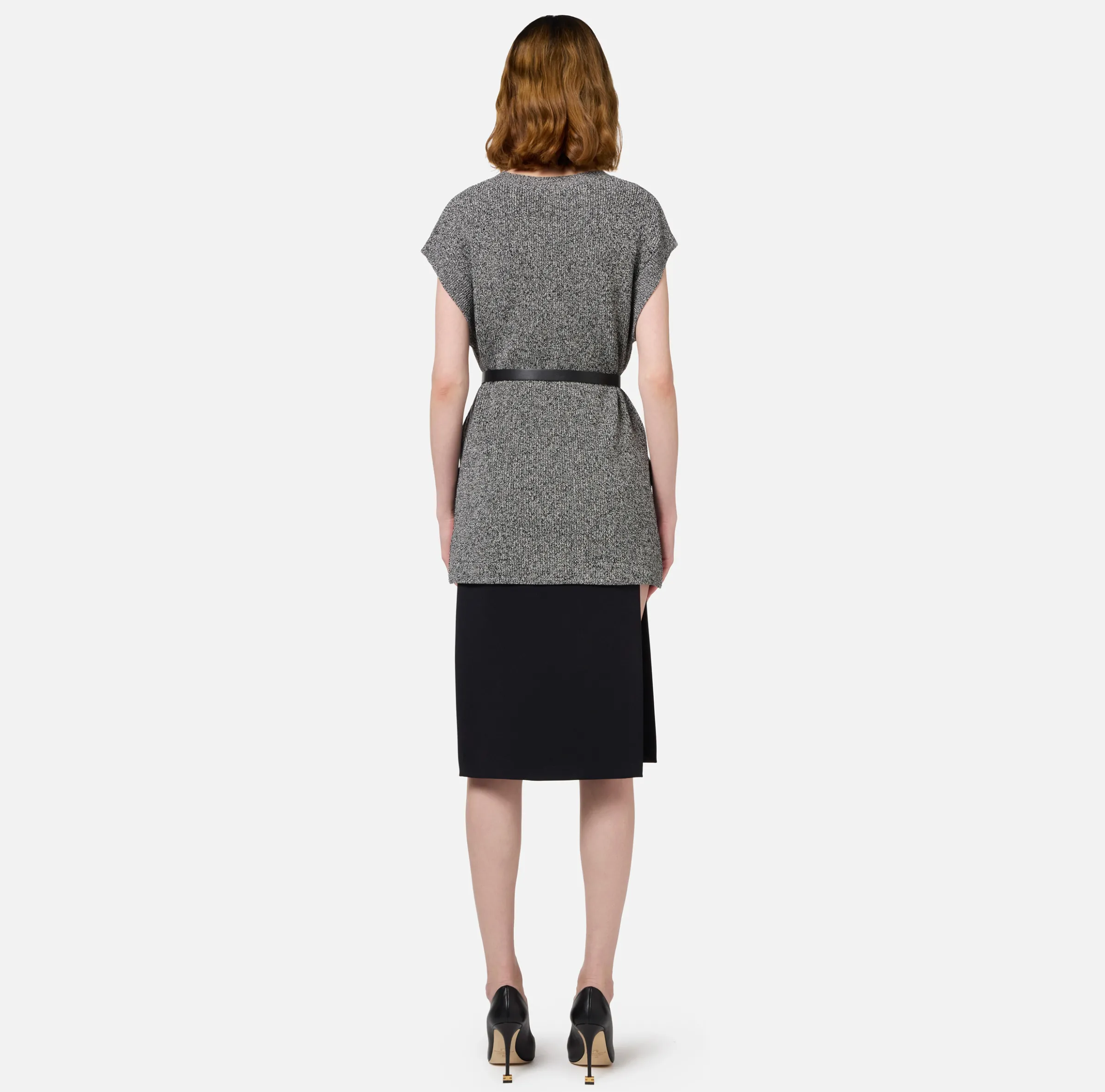 Maglia in viscosa mélange con cintura