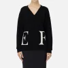Maglia incrociata in lana con logo