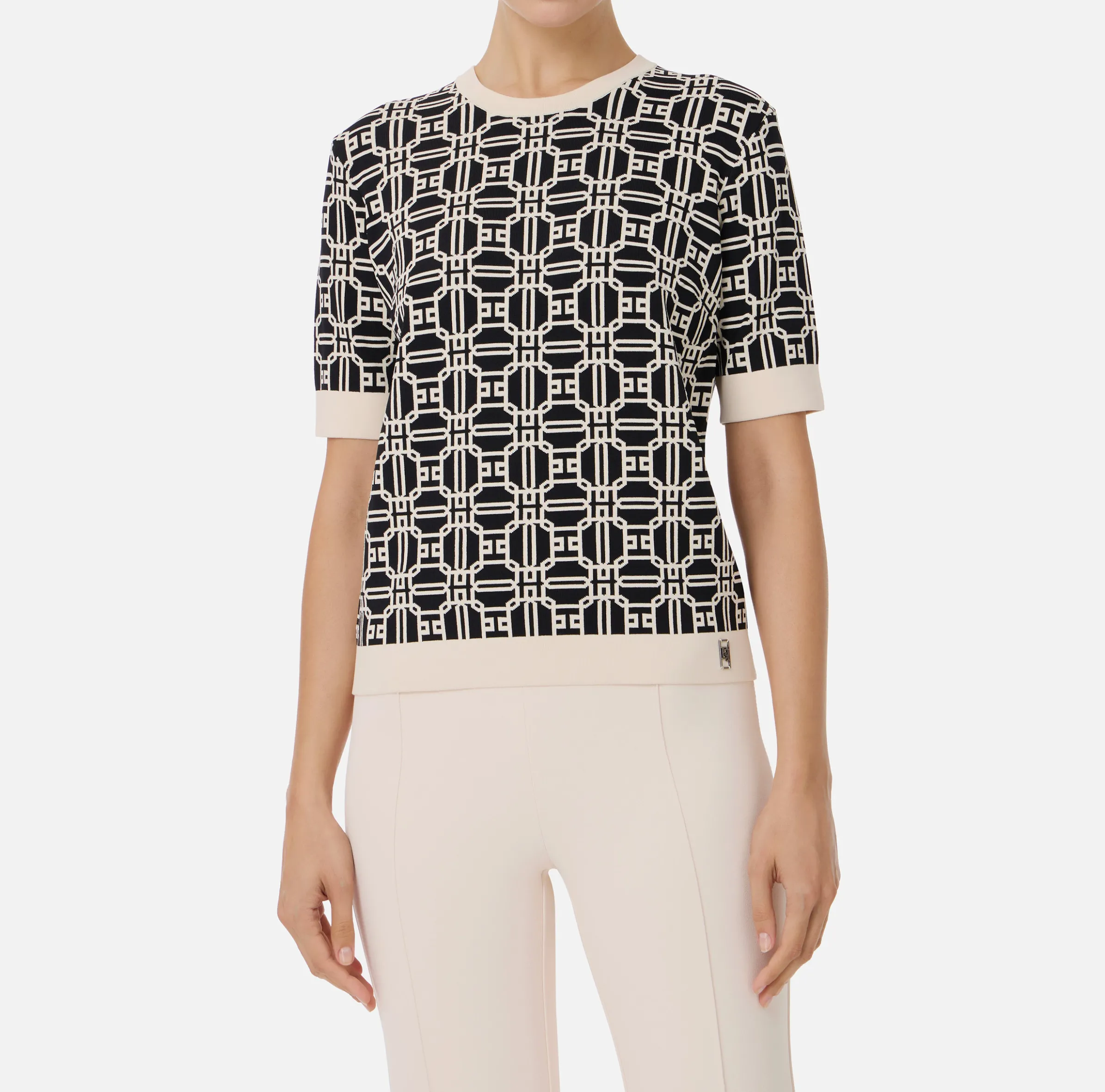 Maglia logo in viscosa jacquard