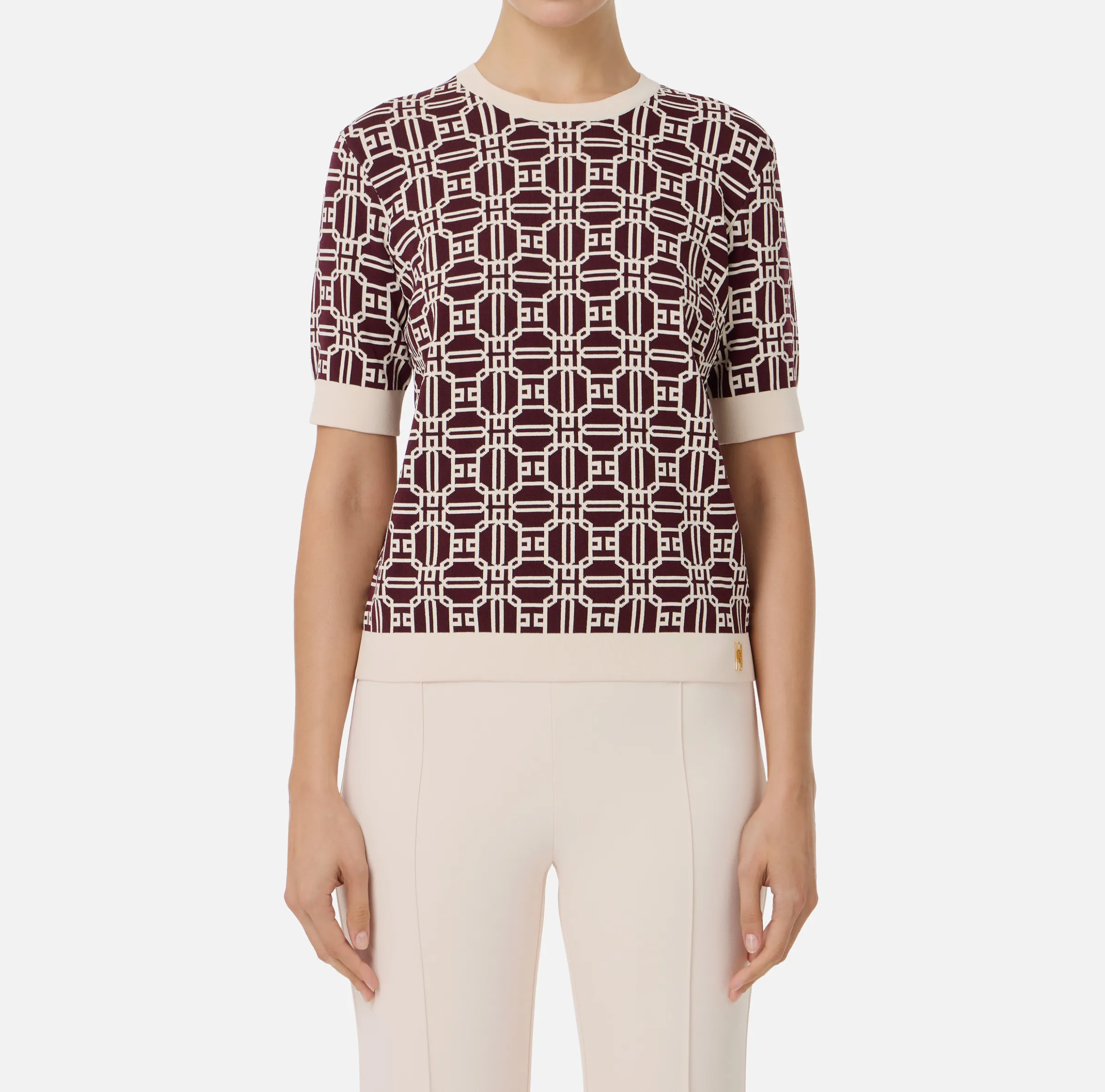 Maglia logo in viscosa jacquard