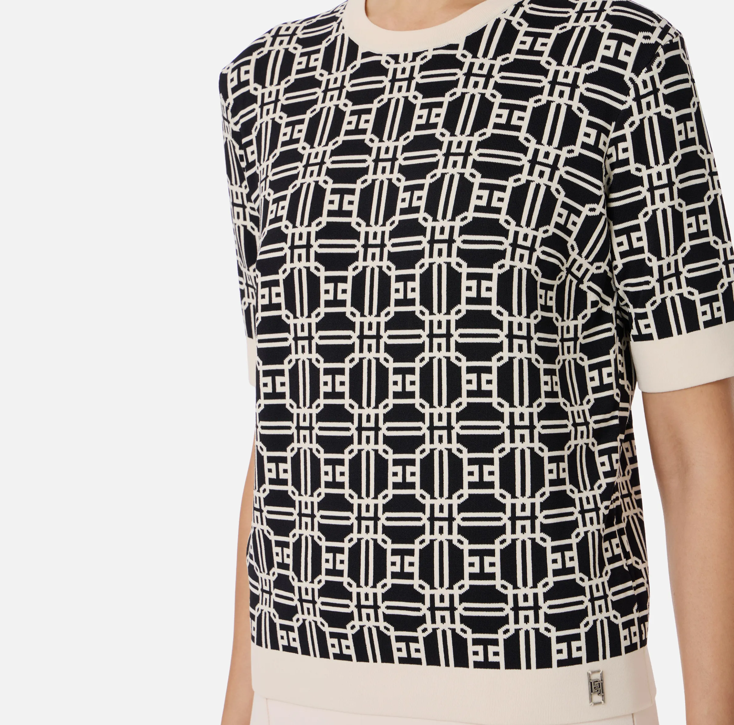 Maglia logo in viscosa jacquard
