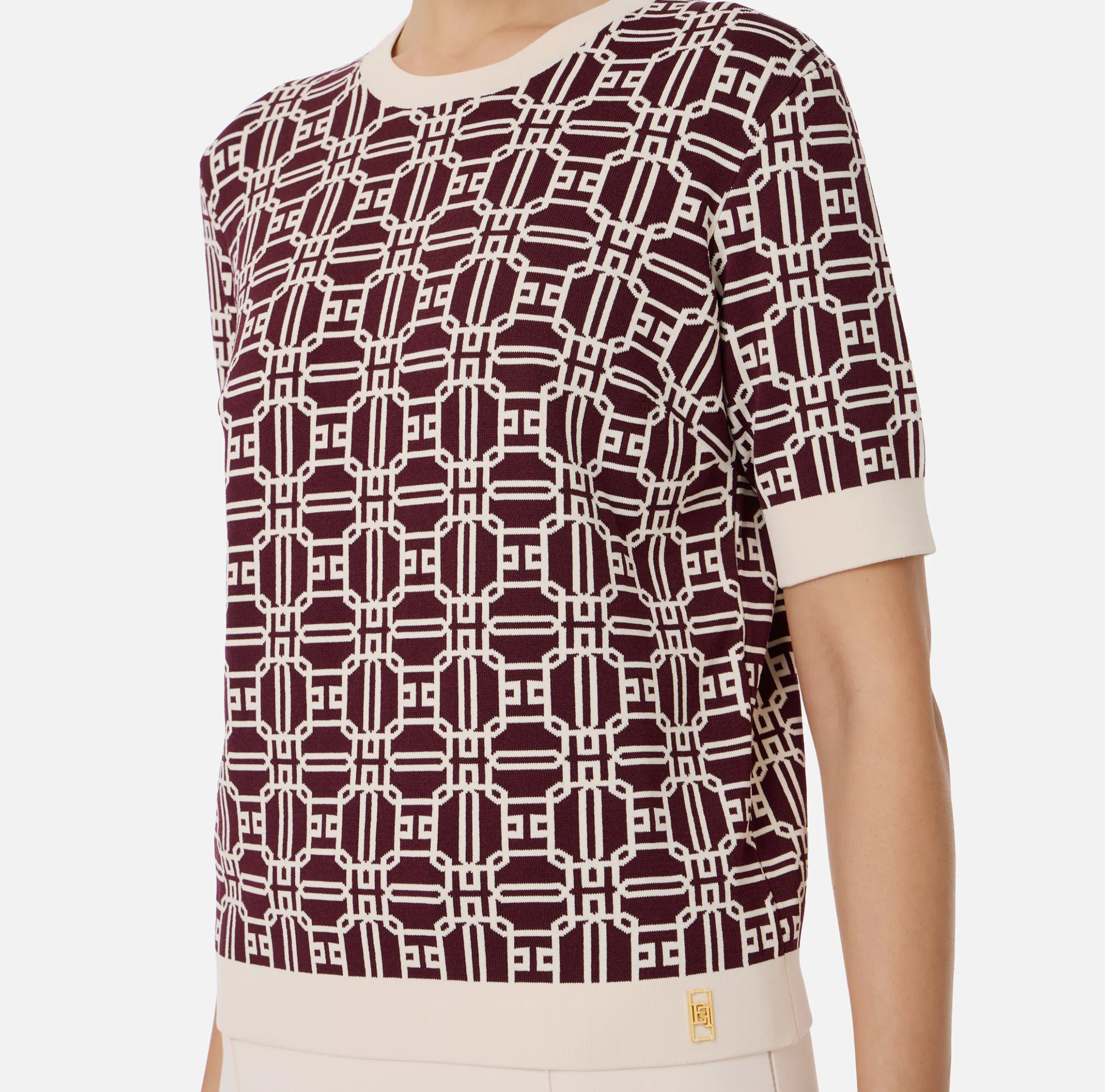 Maglia logo in viscosa jacquard