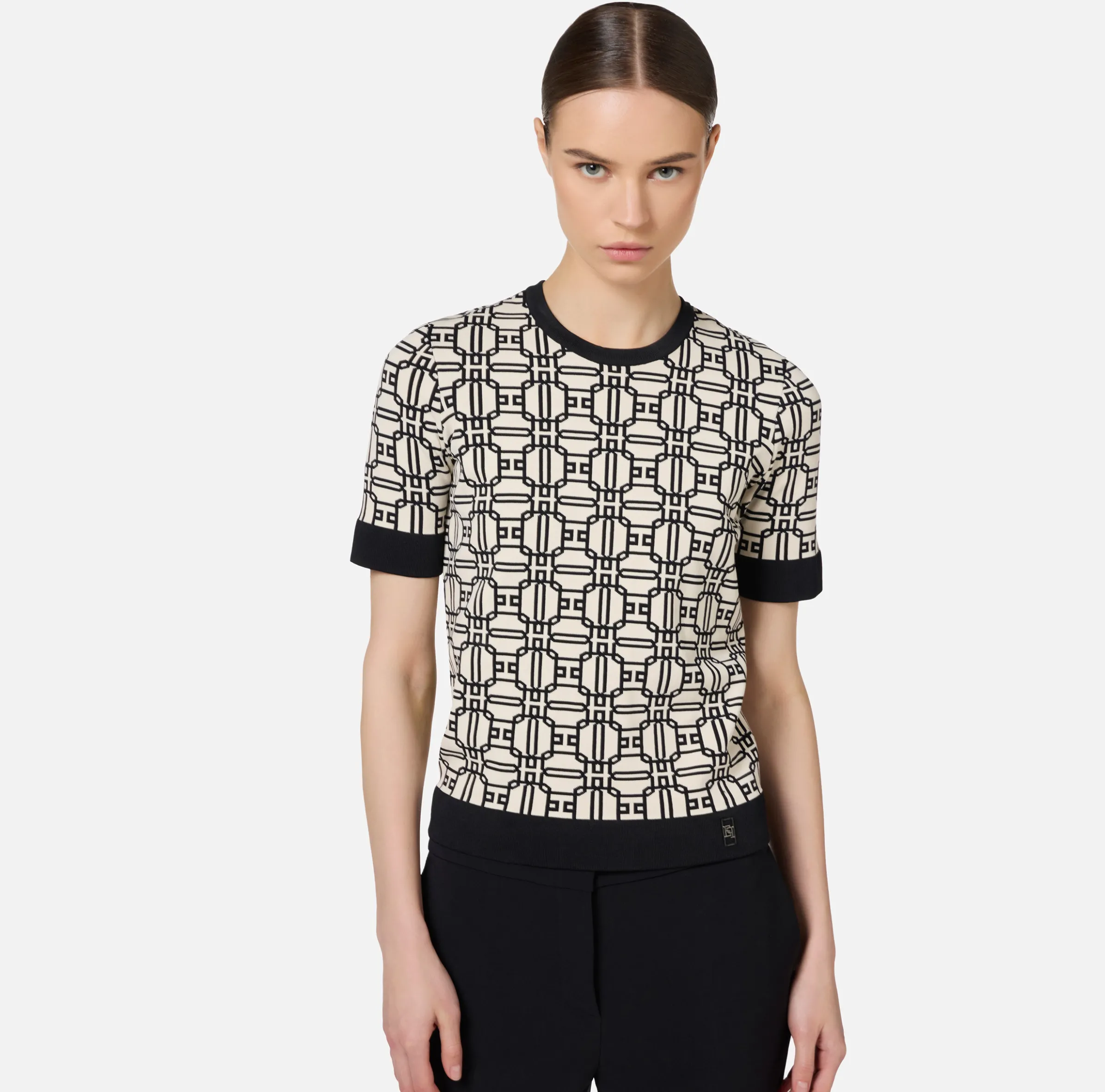 Maglia logo in viscosa jacquard