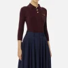 Maglia polo in lyocell e seta a costine con ricamo logo