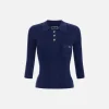 Maglia polo in lyocell e seta a costine con ricamo logo