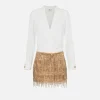 Miniabito a camicia con gonna ricamata in paillettes
