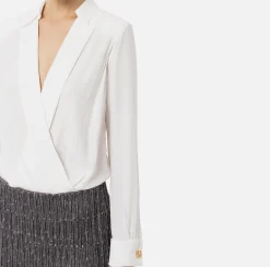 Miniabito a camicia con gonna ricamata in paillettes