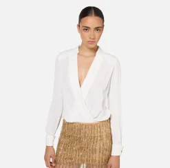 Miniabito a camicia con gonna ricamata in paillettes