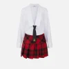 Miniabito a camicia in popeline e gonna in tartan