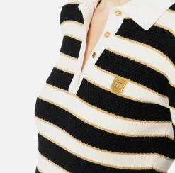Miniabito a polo in viscosa lurex a righe