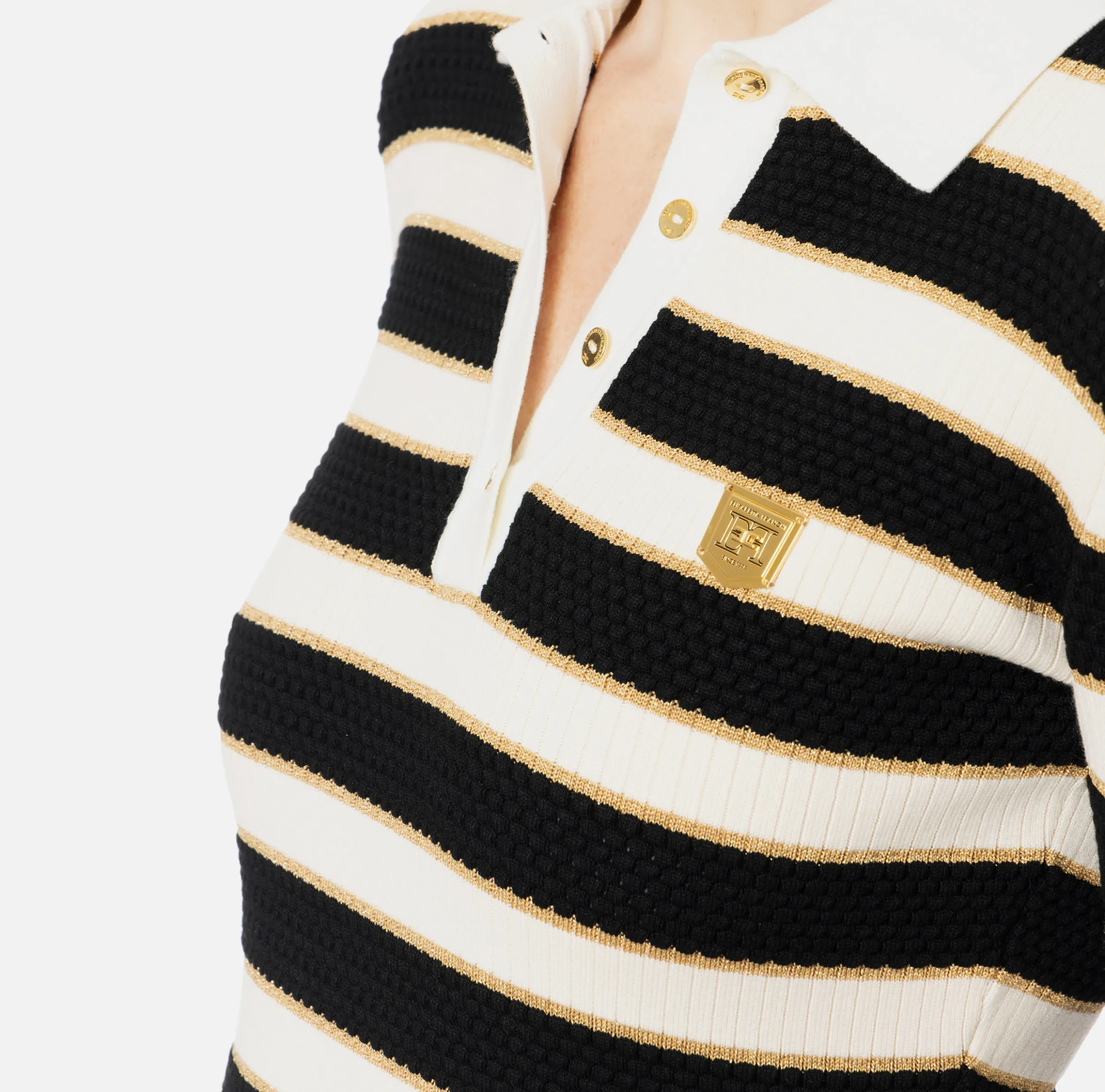 Miniabito a polo in viscosa lurex a righe