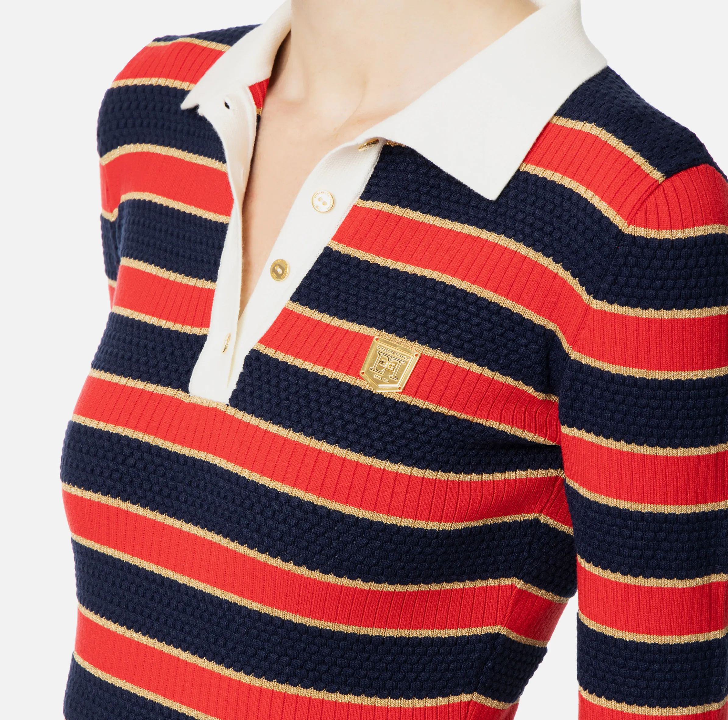 Miniabito a polo in viscosa lurex a righe