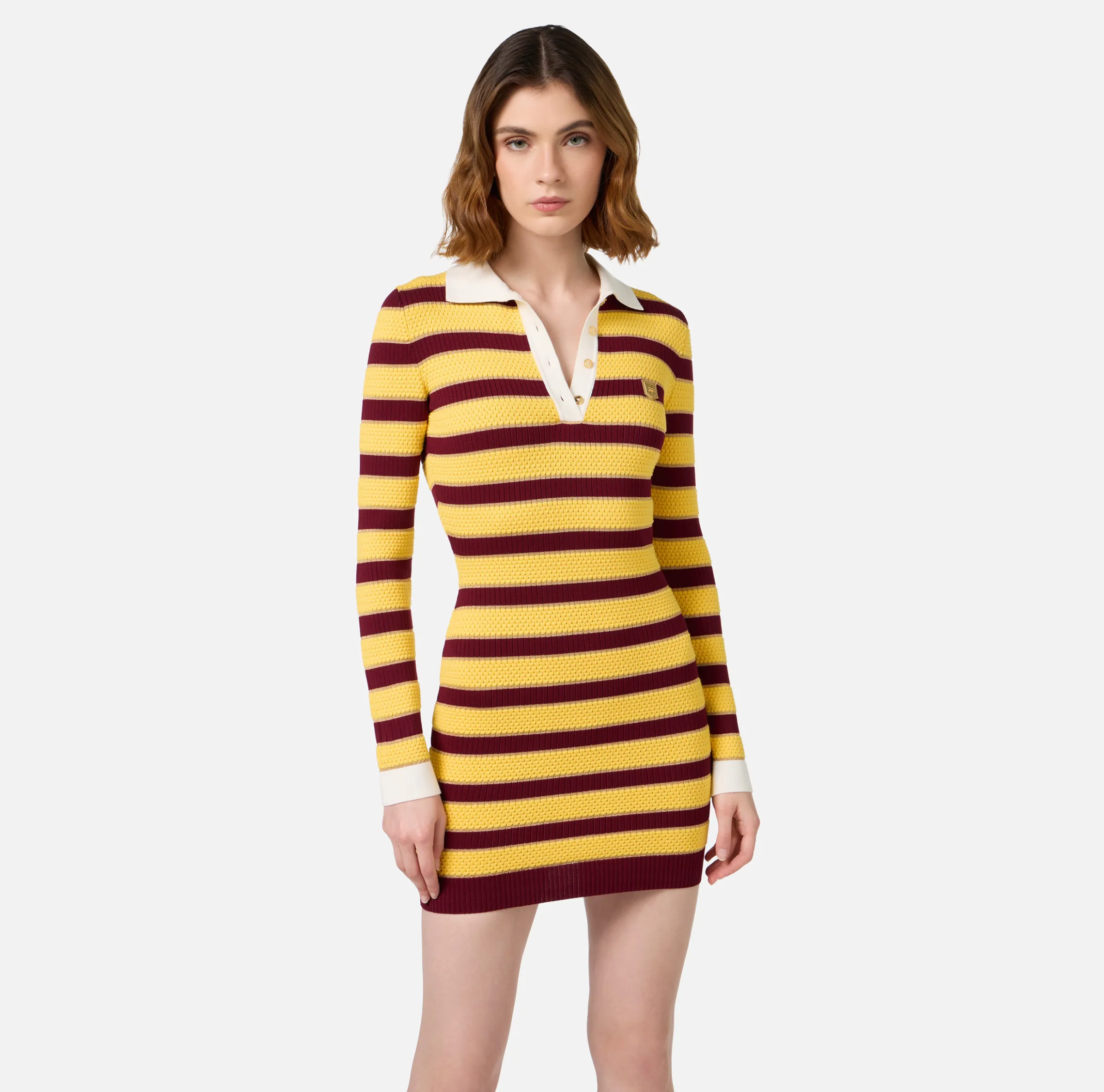 Miniabito a polo in viscosa lurex a righe
