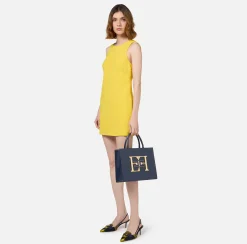 Miniabito boxy in crêpe fluido con scollo e fiocco
