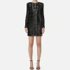 Miniabito boxy in tulle ricamato con paillettes