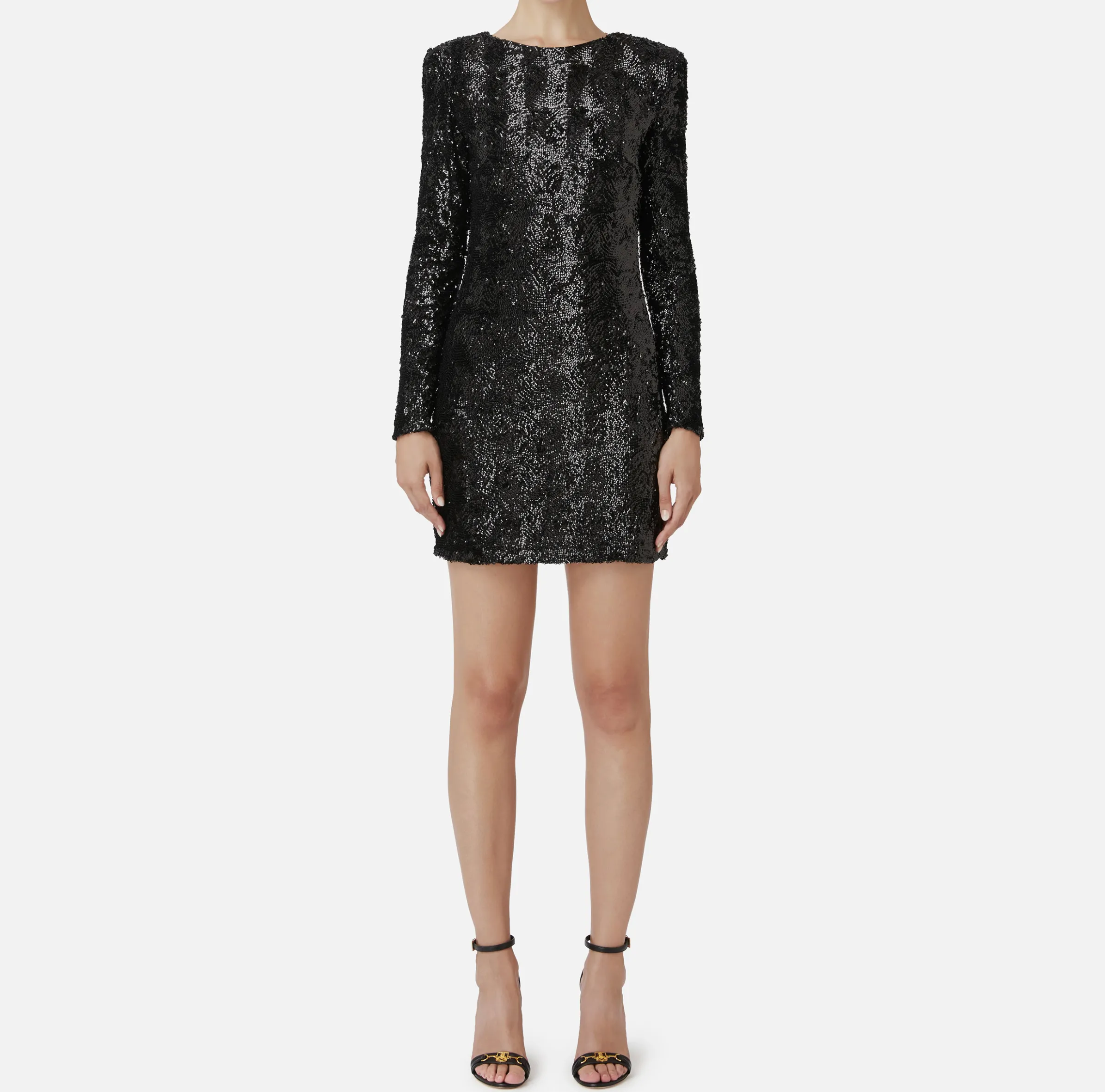 Miniabito boxy in tulle ricamato con paillettes