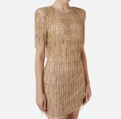 Miniabito boxy in tulle ricamato con paillettes