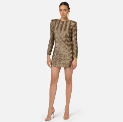 Miniabito boxy in tulle ricamato con paillettes