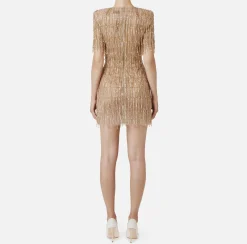 Miniabito boxy in tulle ricamato con paillettes