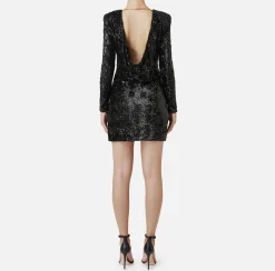 Miniabito boxy in tulle ricamato con paillettes