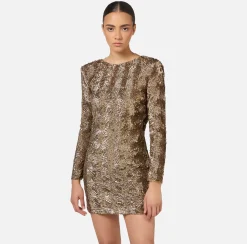 Miniabito boxy in tulle ricamato con paillettes