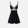 Miniabito con top bustier in tulle e crêpe