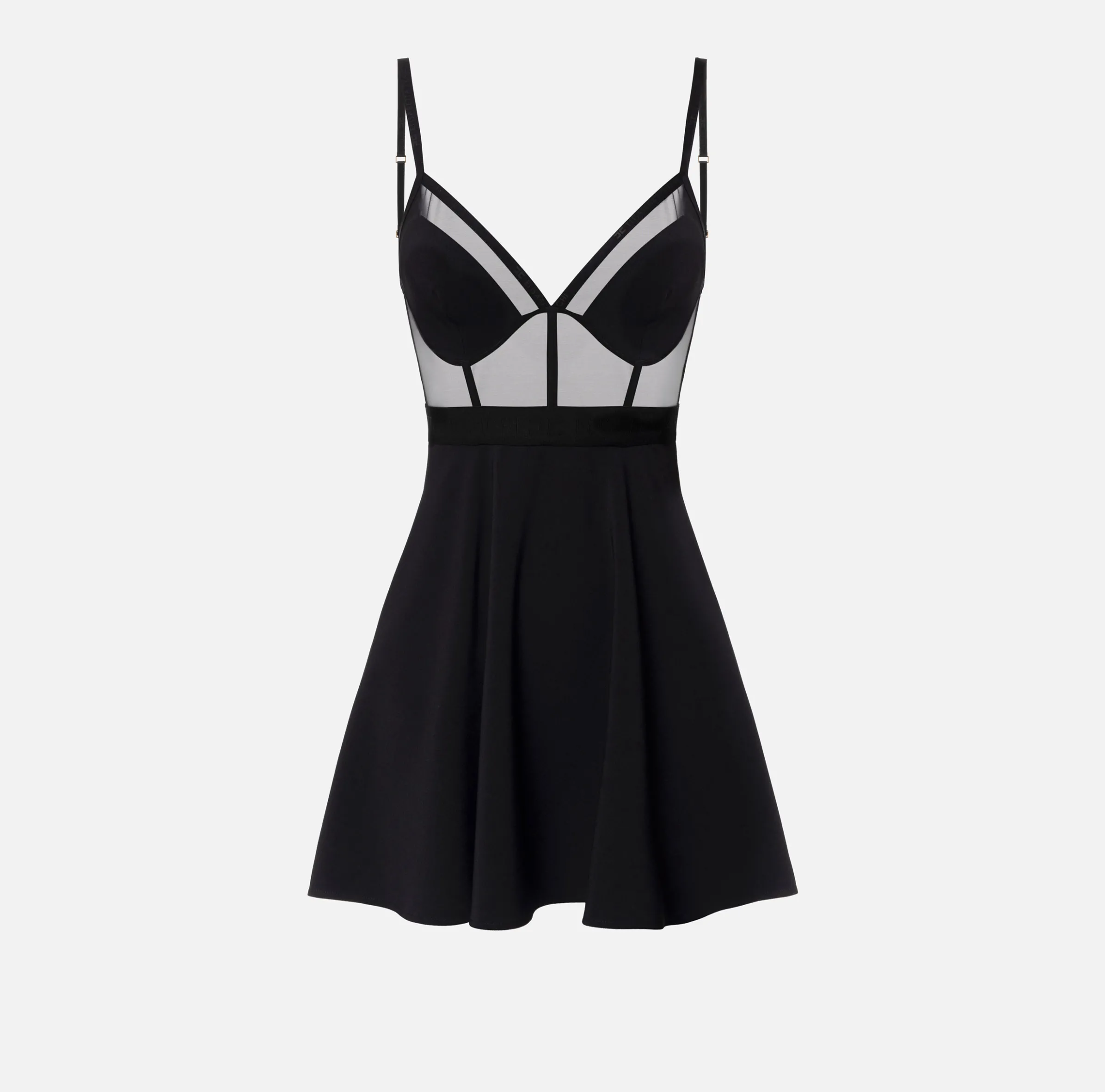Miniabito con top bustier in tulle e crêpe