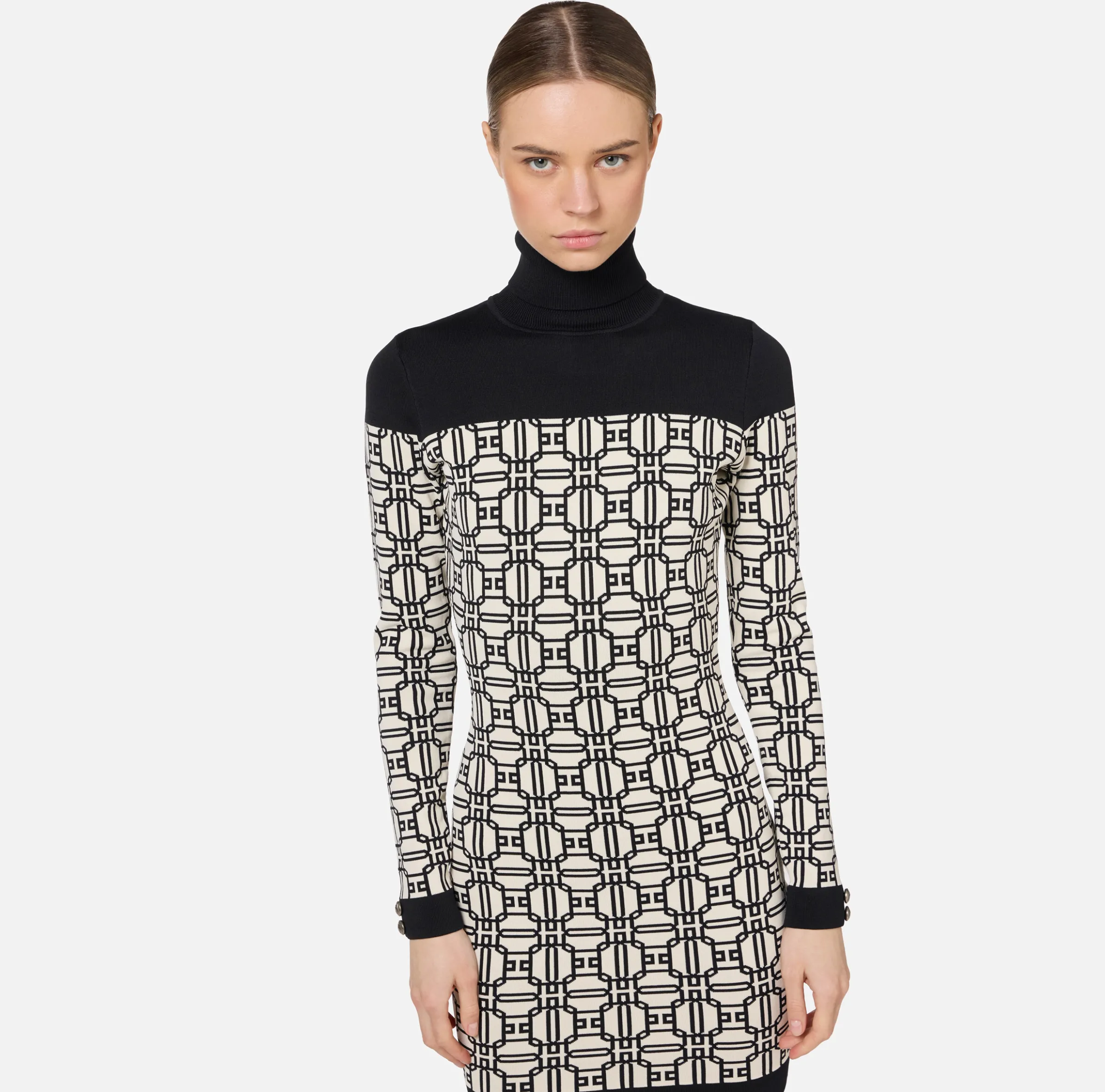 Miniabito dolcevita logo jacquard